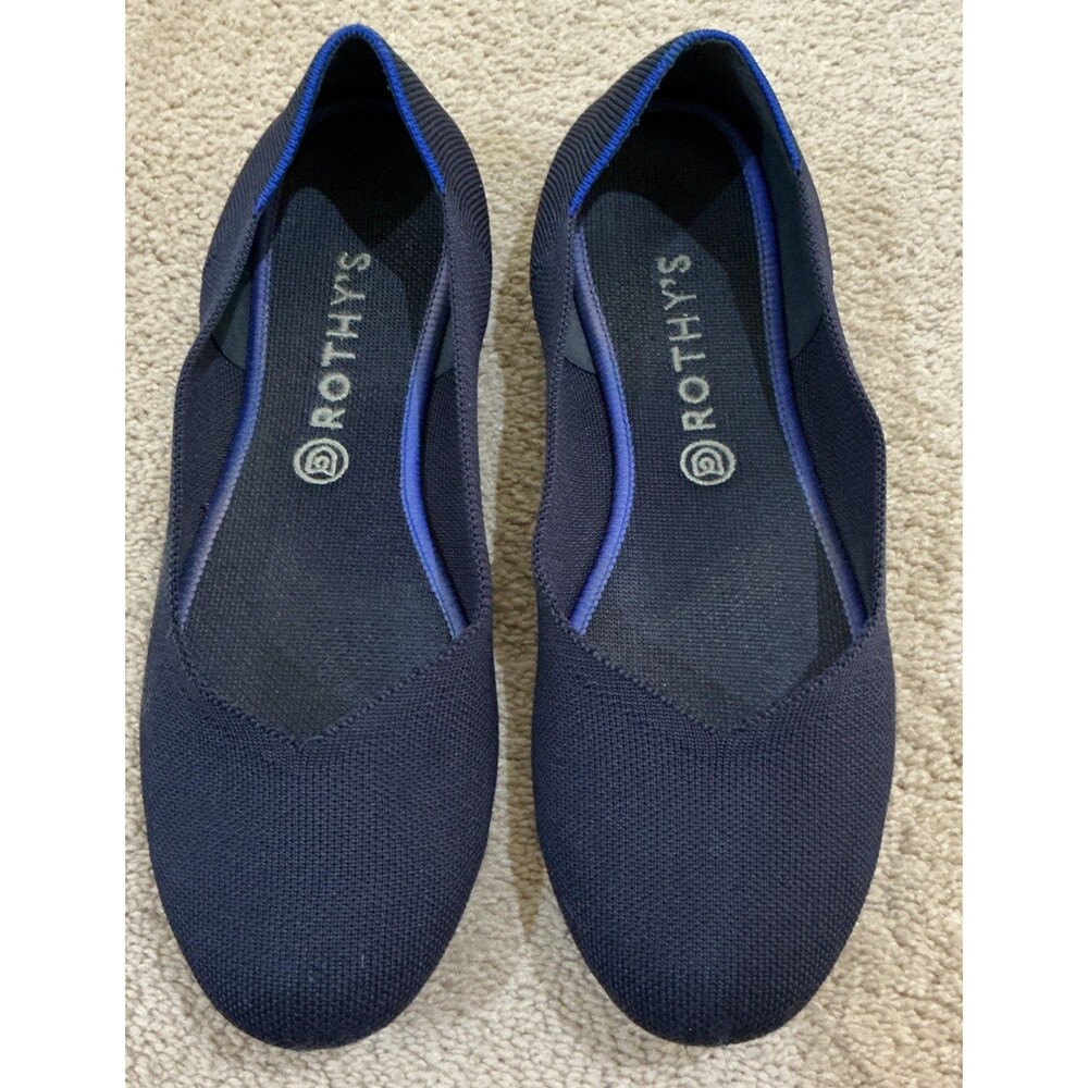 ROTHY’S The Flat In Classic Navy Blue Round Toe Ballet Flat Shoes Size 12